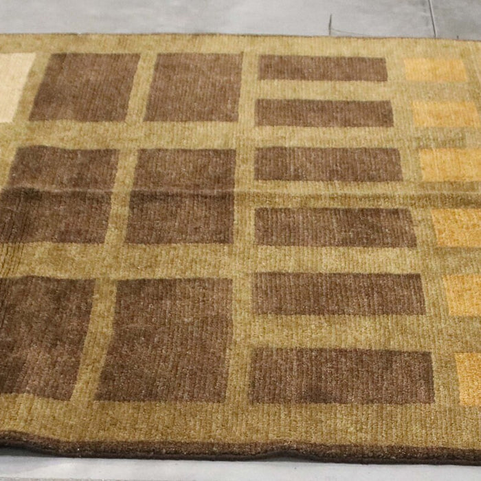 6x8 India Japiur Traditional Black Green Wool Rectangular Rug