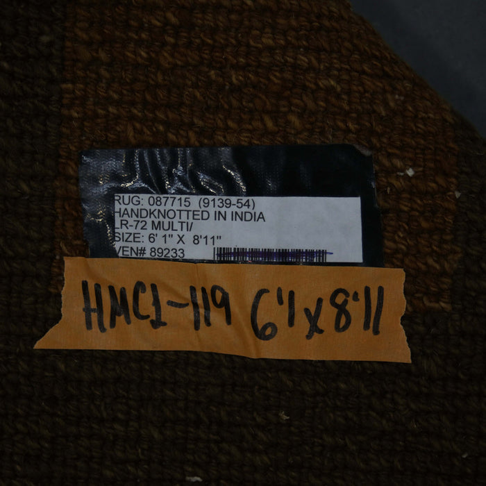 6x8 India Japiur Traditional Black Green Wool Rectangular Rug