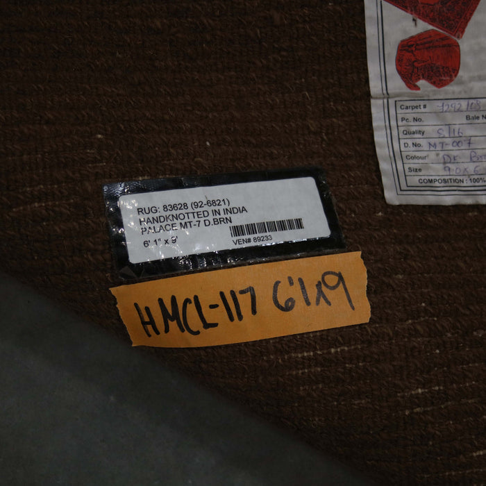 6x9 India Abstract Modern Contemporary Brown Wool Rectangular Rug