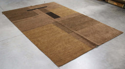 6x9 India Abstract Modern Contemporary Brown Wool Rectangular Rug