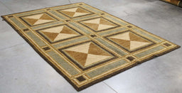 6x9 India Abstract Modern Contemporary Brown Green Wool Rectangular Rug