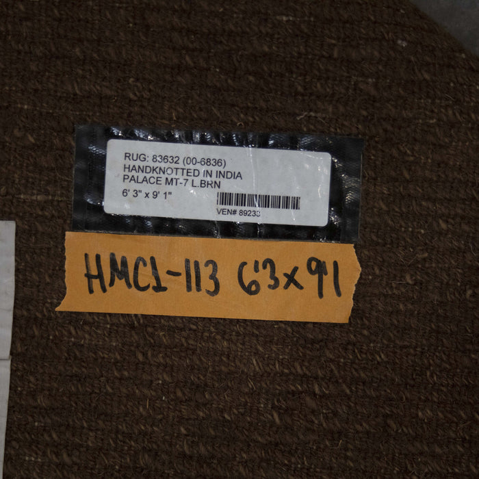 6x9 India Abstract Modern Contemporary Brown Wool Rectangular Rug