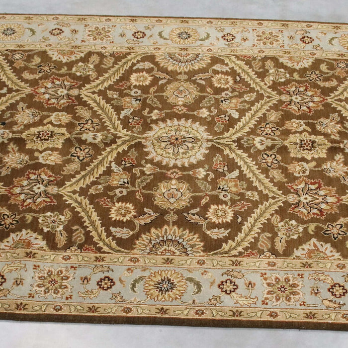 6x8 India Japiur Traditional Brown Blue Wool Rectangular Rug