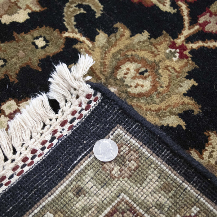 6x8 India Japiur Traditional Black Brown Wool Rectangular Rug