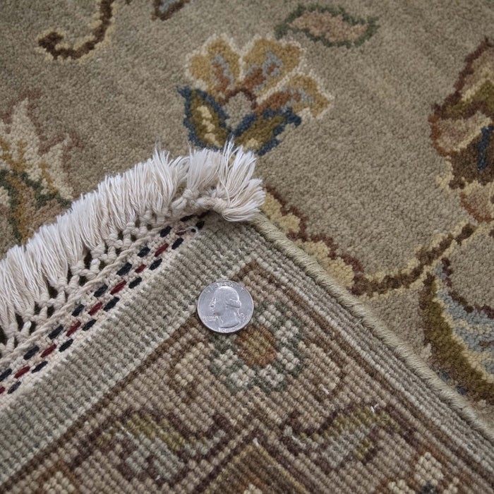 6x9 India Japiur Traditional Green Brown Wool Rectangular Rug