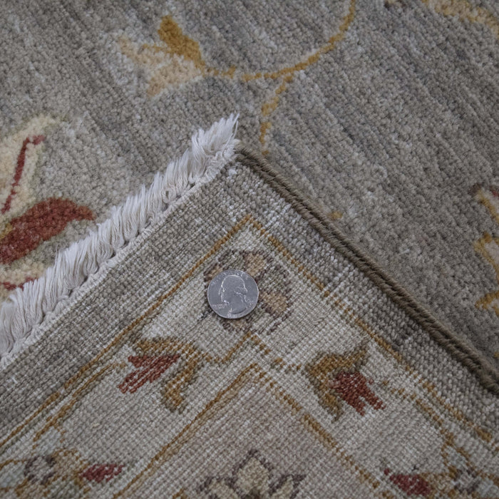 6x9 India Oushak Green Ivory Wool Rectangular Rug