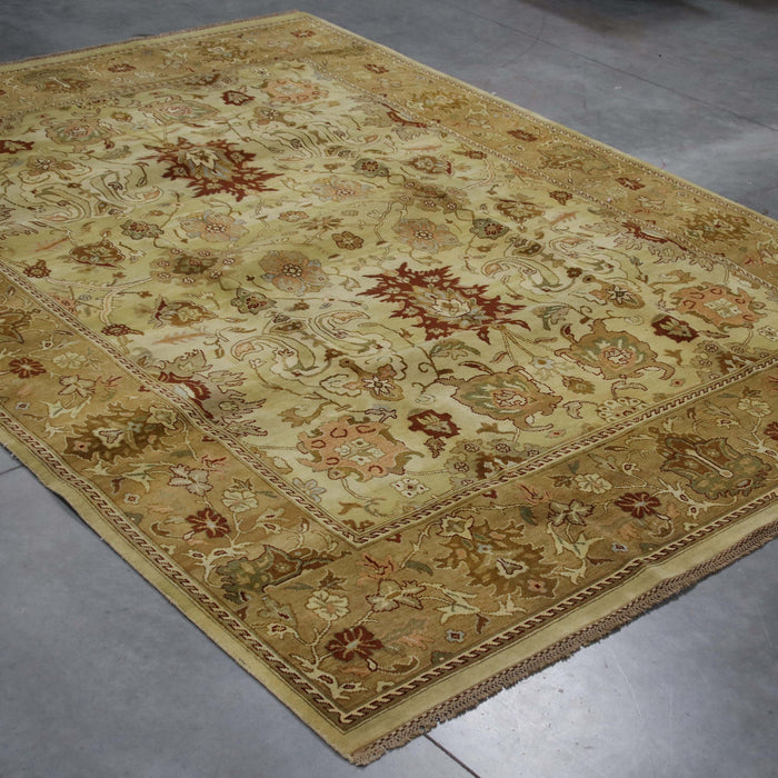 9x12 India Japiur Traditional Gold Wool Rectangular Rug