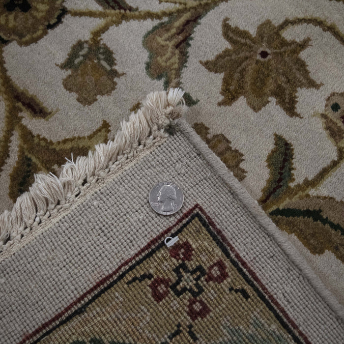 9x12 India Japiur Traditional Ivory Black Wool Rectangular Rug