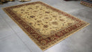 10x14 India Oushak Ivory Red Wool Rectangular Rug