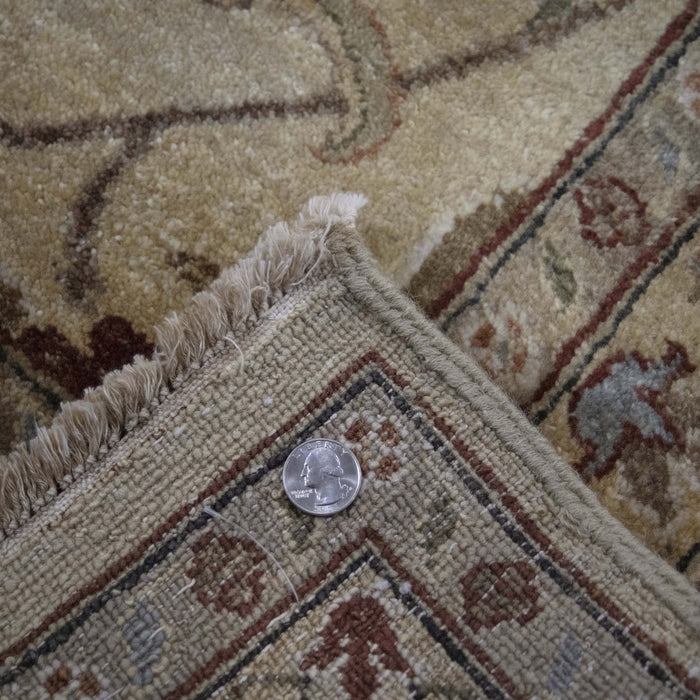 10x14 India Oushak Ivory Red Wool Rectangular Rug