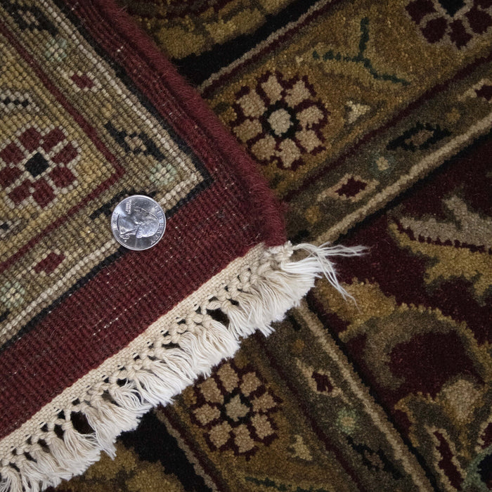 9x12 India Japiur Traditional Red Burgundy Black Wool Rectangular Rug