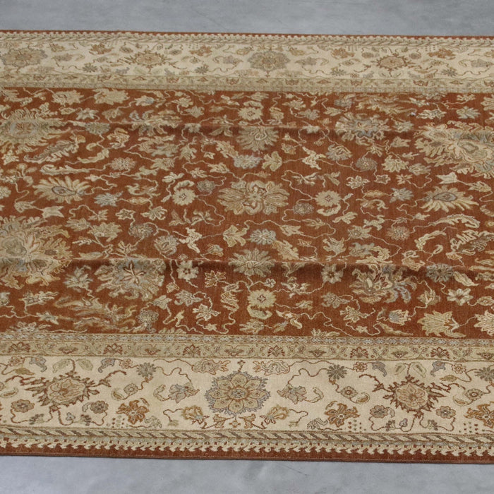 9x12 India Oushak Brown Beige Wool Rectangular Rug