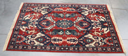 6x7 Turkey Turkish Tribal Red Blue Wool Rectangular Rug