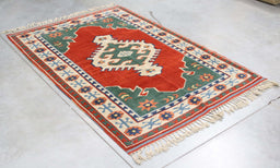 4x6 Turkey Turkish Terracotta Green Wool Rectangular Rug