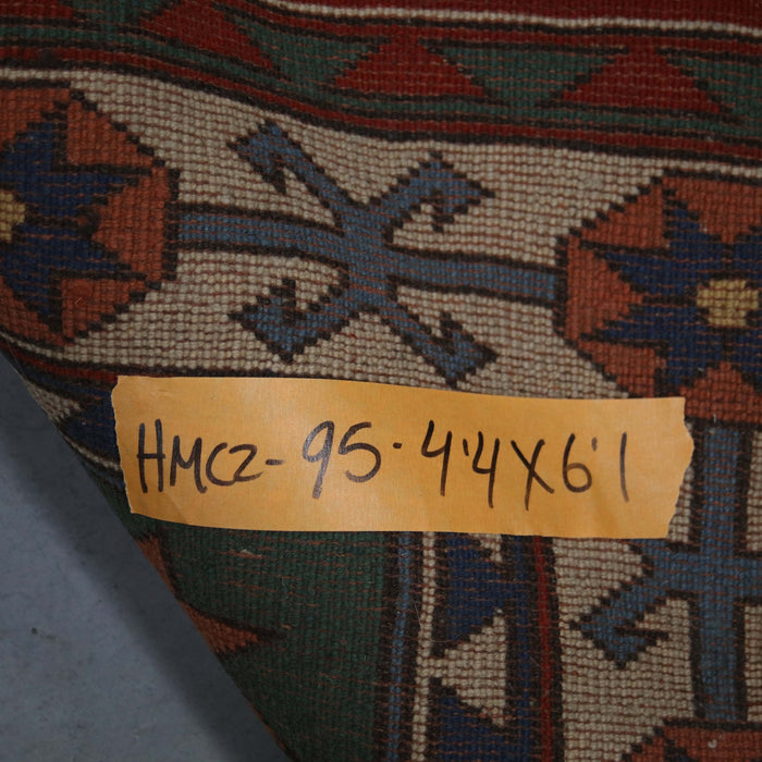 4x6 Turkey Turkish Terracotta Green Wool Rectangular Rug