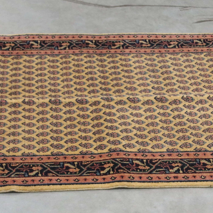 2x6 Romanian Persian Geometric Ivory Navy Blue Wool Rectangular Rug