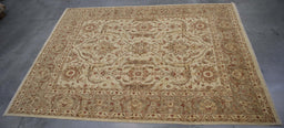 11x15 Pakistan Oushak Ivory Gold Wool Rectangular Rug