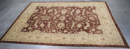 10x13 Pakistan Oushak Brown Ivory Wool Rectangular Rug