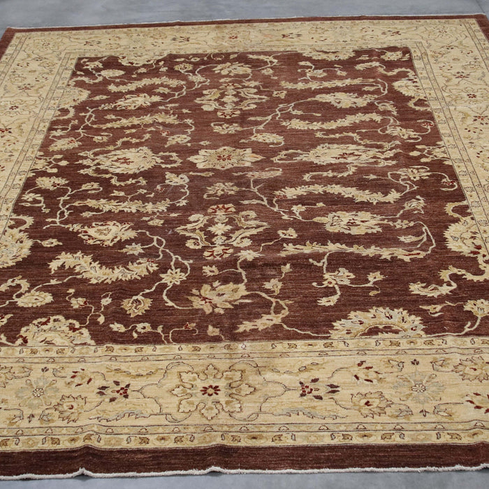10x13 Pakistan Oushak Brown Ivory Wool Rectangular Rug