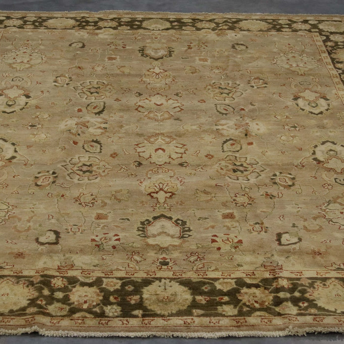 8x11 Pakistan Oushak Brown Green Wool Rectangular Rug