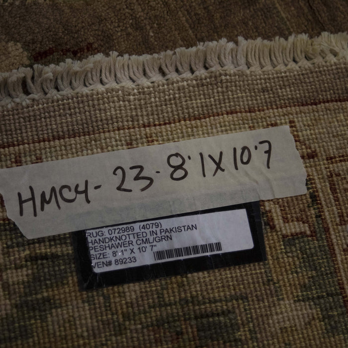 8x11 Pakistan Oushak Brown Green Wool Rectangular Rug