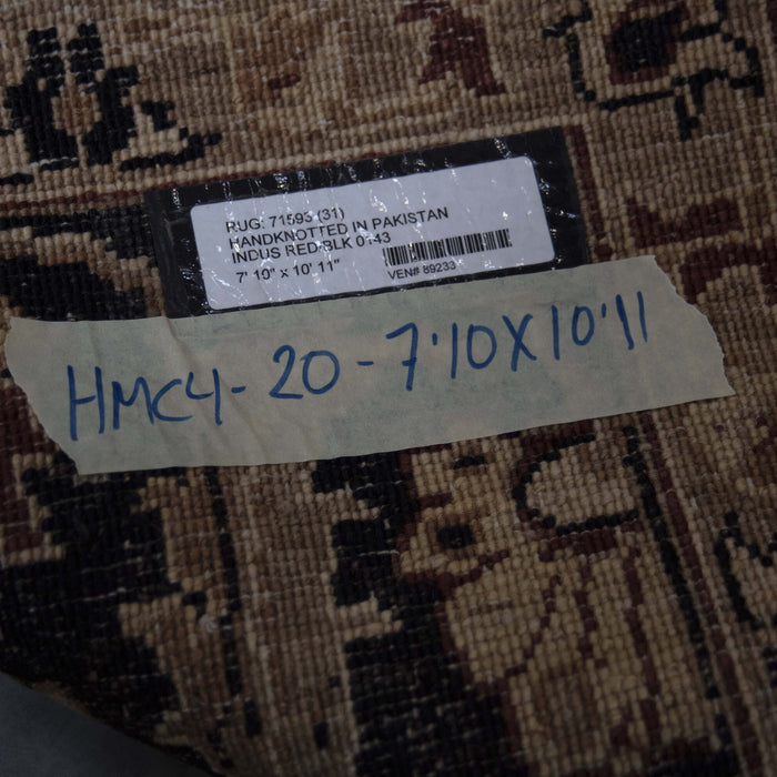 7x10 Pakistan Oushak Red Rust Black Wool Rectangular Rug