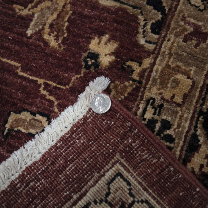 7x10 Pakistan Oushak Red Rust Black Wool Rectangular Rug