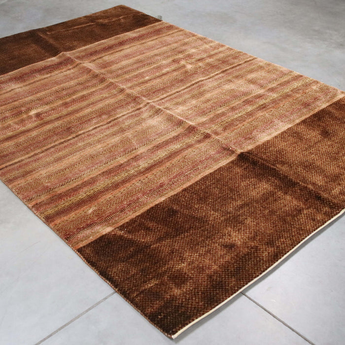 6x8 Pakistan Abstract Modern Contemporary Multicolored Brown Wool Rectangular Rug