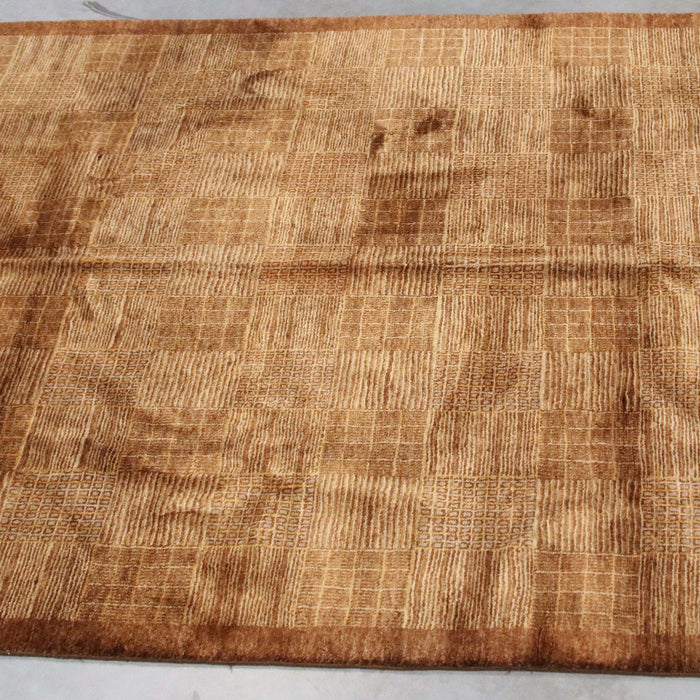 6x9 Pakistan Abstract Modern Contemporary Gradient Solid Brown Wool Rectangular Rug