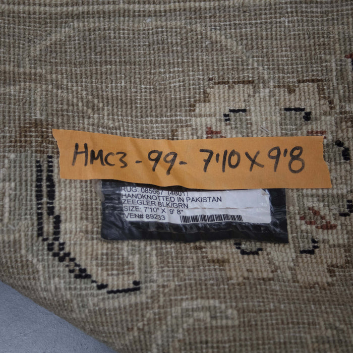 7x10 Pakistan Oushak Black Green Wool Rectangular Rug