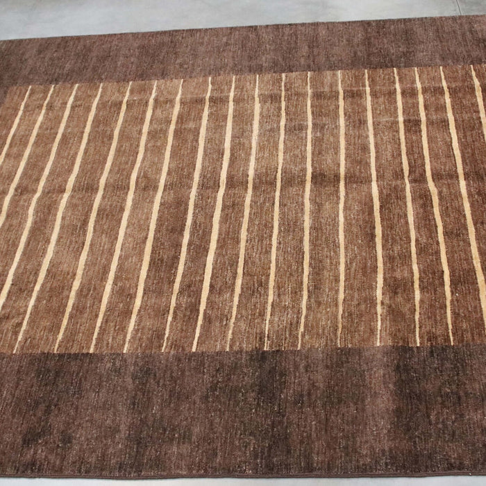 8x10 Pakistan Abstract Modern Contemporary Brown Wool Rectangular Rug