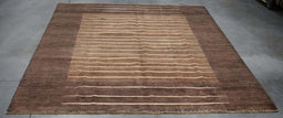 8x10 Pakistan Abstract Modern Contemporary Brown Wool Rectangular Rug