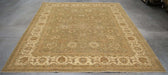 8x11 Pakistan Oushak Green Ivory Wool Rectangular Rug