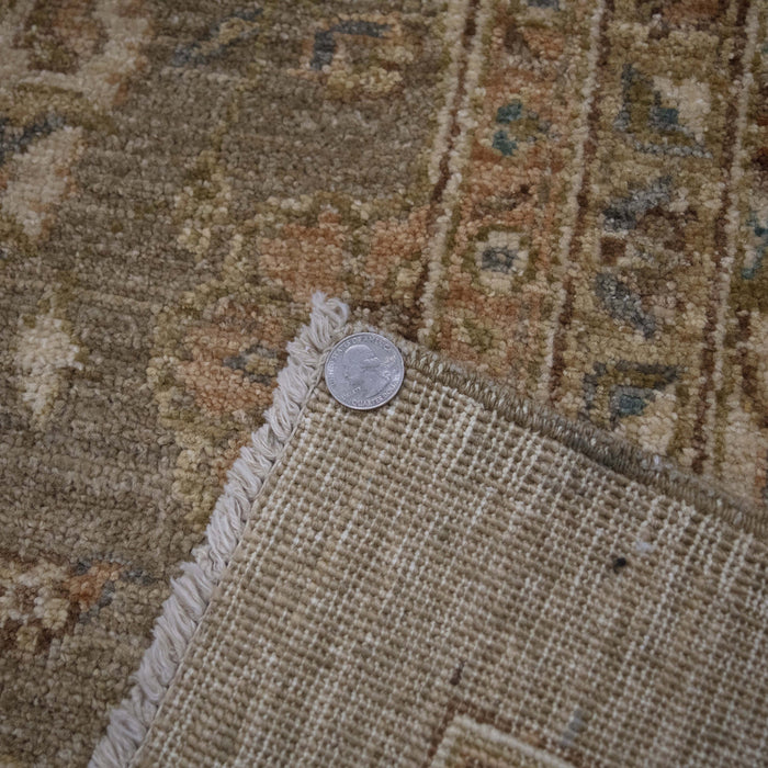 8x11 Pakistan Oushak Green Ivory Wool Rectangular Rug