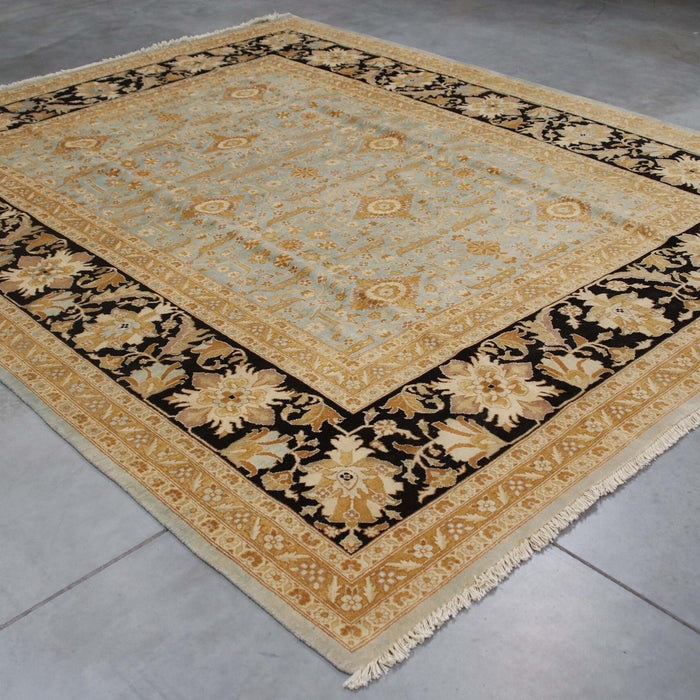 8x10 Pakistan Pak Persian Blue Black Wool Rectangular Rug