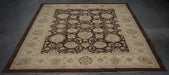 8x10 Pakistan Oushak Brown Ivory Wool Rectangular Rug