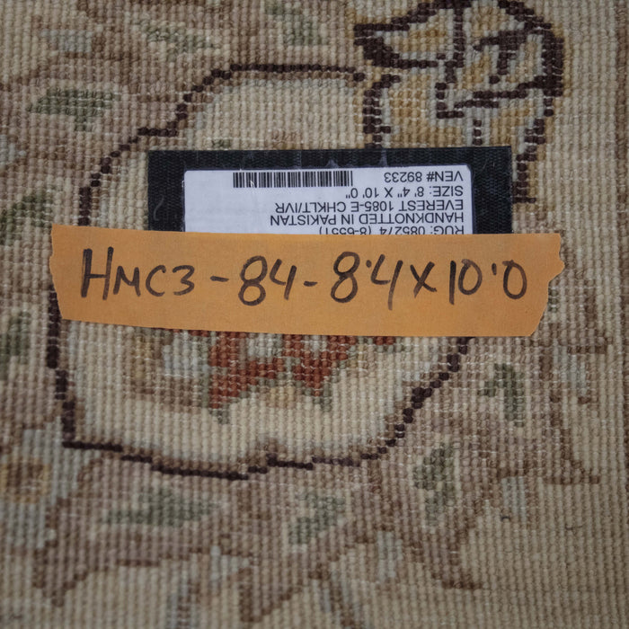 8x10 Pakistan Oushak Brown Ivory Wool Rectangular Rug