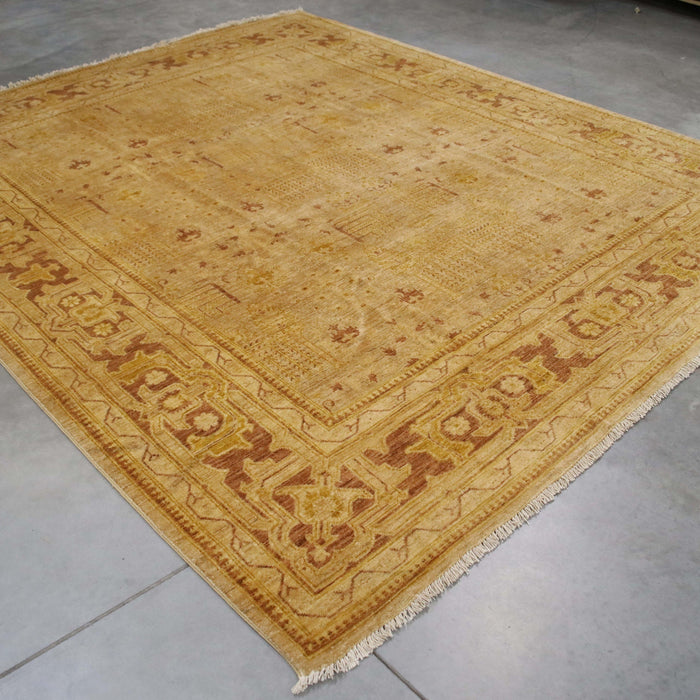 8x9 Pakistan Oushak Gold Brown Wool Rectangular Rug