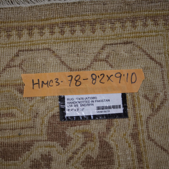 8x9 Pakistan Oushak Gold Brown Wool Rectangular Rug