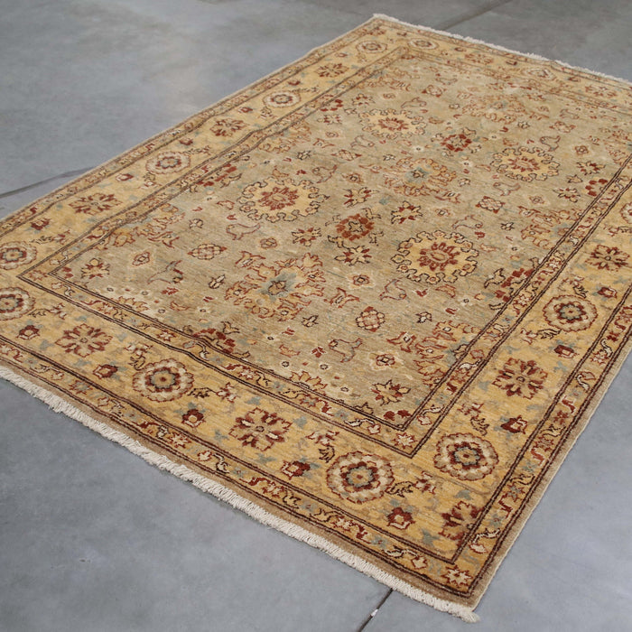 5x7 Pakistan Oushak Grey Gold Wool Rectangular Rug