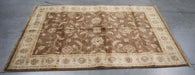 4x6 Pakistan Oushak Brown Ivory Wool Rectangular Rug