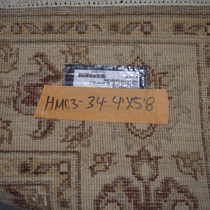 4x6 Pakistan Oushak Brown Gold Wool Rectangular Rug