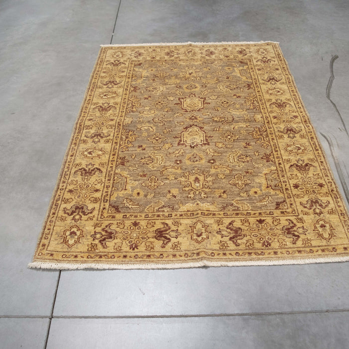 4x6 Pakistan Oushak Brown Gold Wool Rectangular Rug