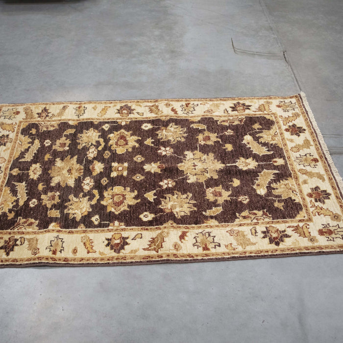 3x4 Pakistan Oushak Brown Ivory Wool Rectangular Rug