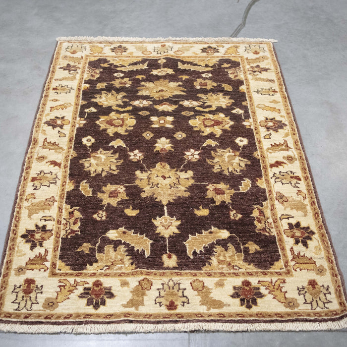 3x4 Pakistan Oushak Brown Ivory Wool Rectangular Rug