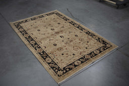 3x5 Pakistan Oushak Ivory Black Wool Rectangular Rug