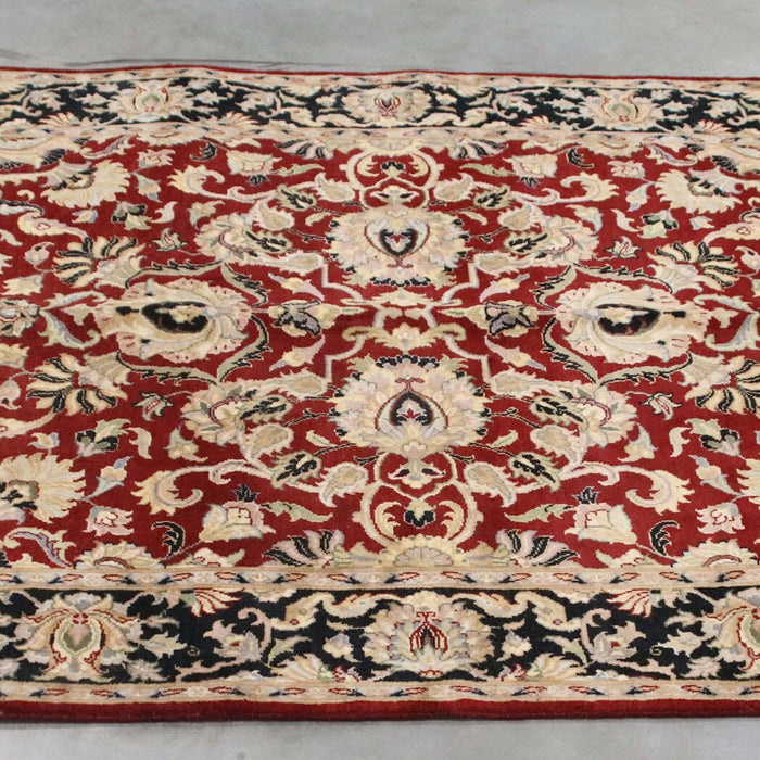 5x7 Pakistan Pak Persian Red Navy Blue Wool Rectangular Rug