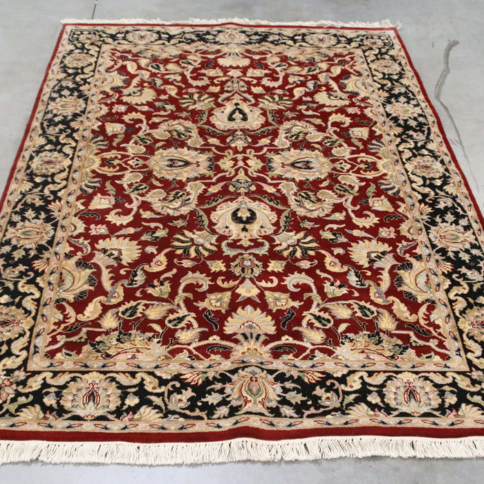 5x7 Pakistan Pak Persian Red Navy Blue Wool Rectangular Rug