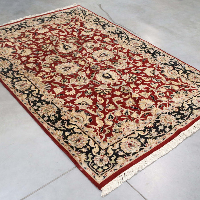 5x7 Pakistan Pak Persian Red Navy Blue Wool Rectangular Rug