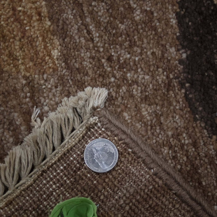 6x8 Pakistan Abstract Modern Contemporary Flower Brown Ivory Wool Rectangular Rug